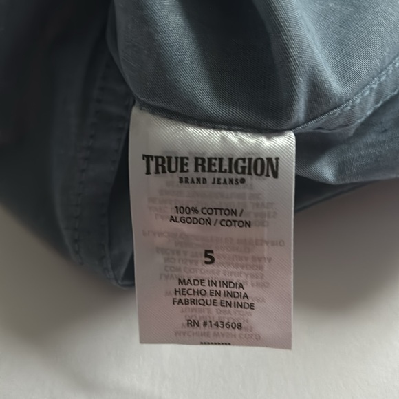 True Religion blue button shirt pocket in front flag design in back boy size 5 - Picture 6 of 7